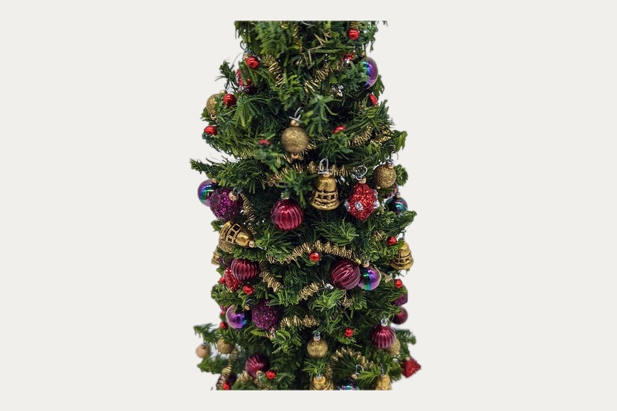 Handmade miniature decorated Christmas tree