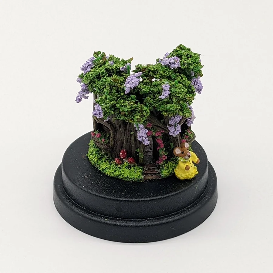 Handmade miniature wisteria garden scene