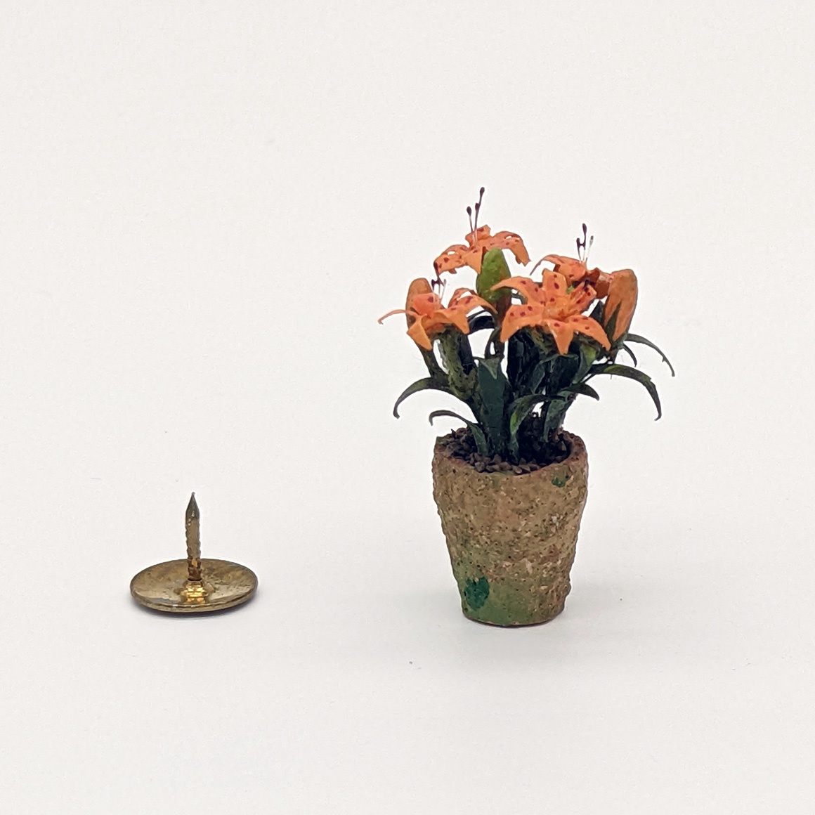 Handmade Miniature Orange Lily Potted Plant